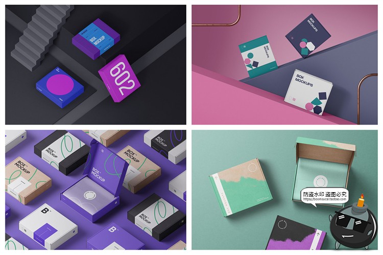 图片[9]-牛皮纸瓦楞纸快递盒包装盒箱子产品纸盒场景贴图样机PSD模板素材-设计猿