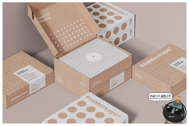 图片[10]-牛皮纸瓦楞纸快递盒包装盒箱子产品纸盒场景贴图样机PSD模板素材-设计猿