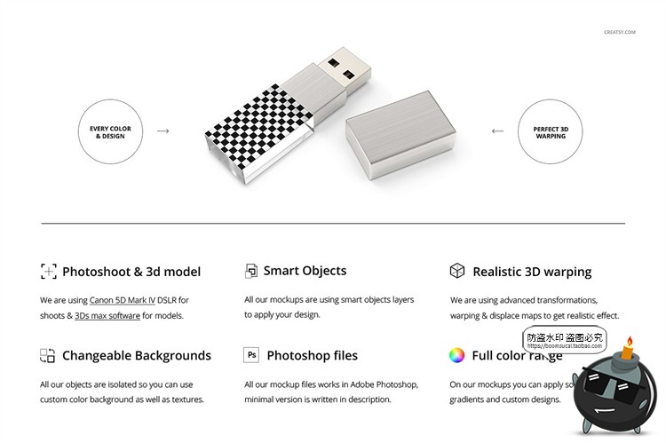 图片[2]-亚克力USB驱动器U盘智能贴图效果展示mockups样机PSD模板PS素材-设计猿