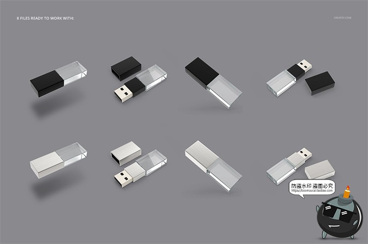 图片[3]-亚克力USB驱动器U盘智能贴图效果展示mockups样机PSD模板PS素材-设计猿