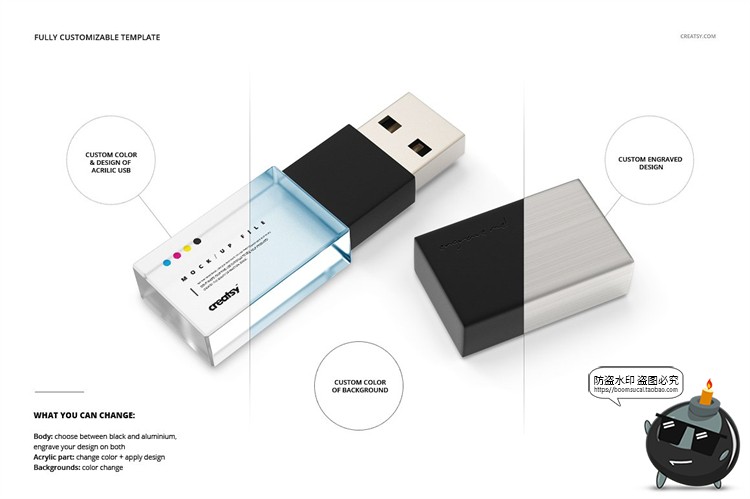 图片[4]-亚克力USB驱动器U盘智能贴图效果展示mockups样机PSD模板PS素材-设计猿