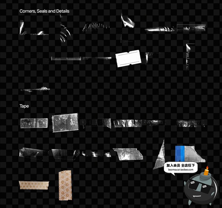 图片[4]-透明塑料膜压缩包装膜玻璃纸塑封气泡膜袋子JPG黑底后期合成素材-设计猿