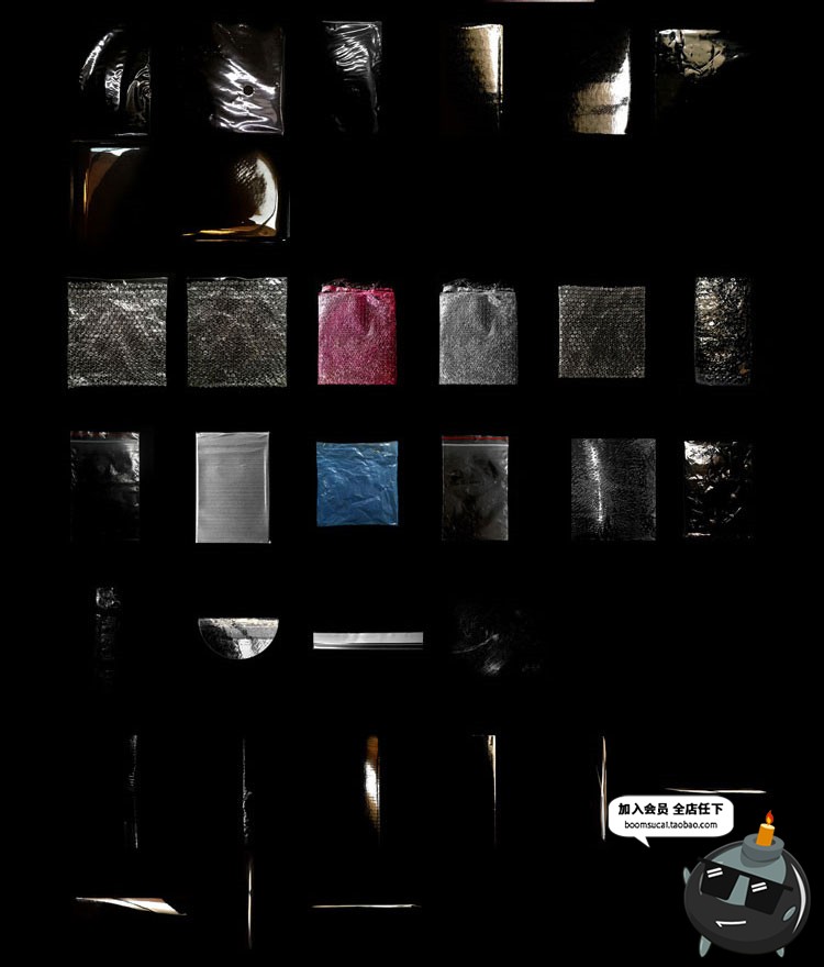 图片[6]-透明塑料膜压缩包装膜玻璃纸塑封气泡膜袋子JPG黑底后期合成素材-设计猿