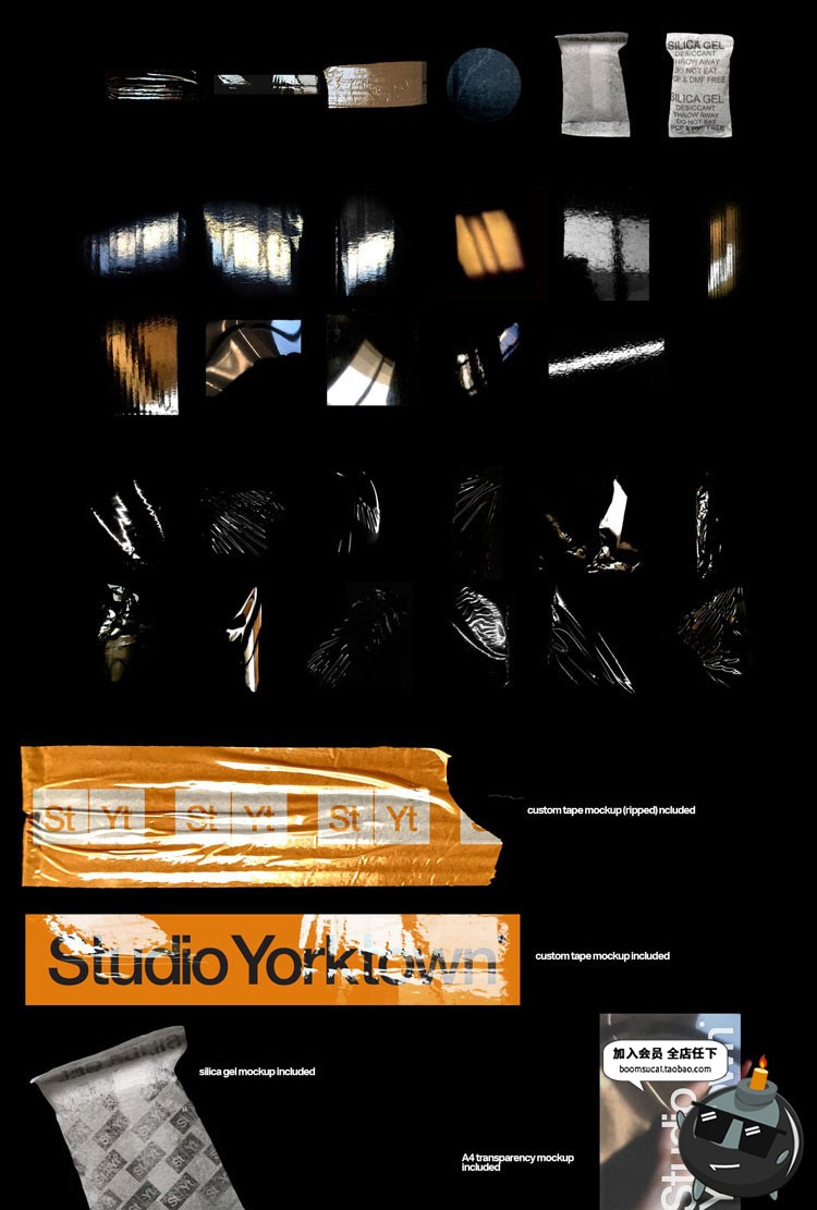 图片[7]-透明塑料膜压缩包装膜玻璃纸塑封气泡膜袋子JPG黑底后期合成素材-设计猿