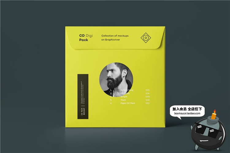 图片[2]-CD碟片单张包装密封纸袋封套贴图效果展示样机PSD模板PS设计素材-设计猿