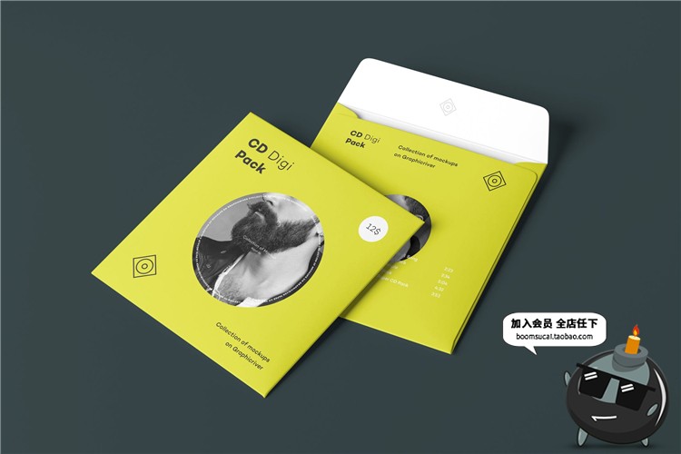 图片[3]-CD碟片单张包装密封纸袋封套贴图效果展示样机PSD模板PS设计素材-设计猿