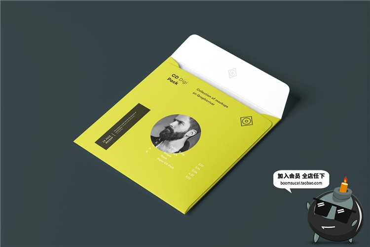 图片[5]-CD碟片单张包装密封纸袋封套贴图效果展示样机PSD模板PS设计素材-设计猿