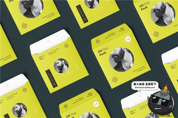 图片[6]-CD碟片单张包装密封纸袋封套贴图效果展示样机PSD模板PS设计素材-设计猿