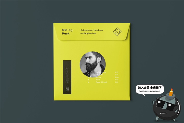 图片[7]-CD碟片单张包装密封纸袋封套贴图效果展示样机PSD模板PS设计素材-设计猿