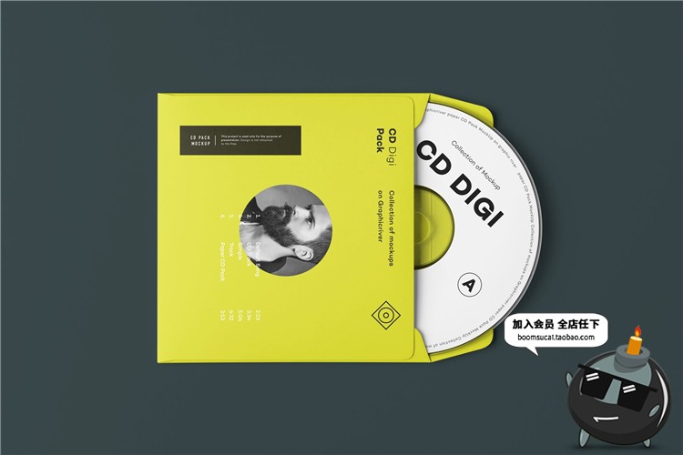 图片[8]-CD碟片单张包装密封纸袋封套贴图效果展示样机PSD模板PS设计素材-设计猿