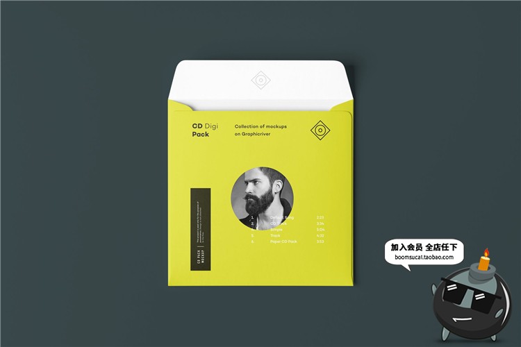 图片[10]-CD碟片单张包装密封纸袋封套贴图效果展示样机PSD模板PS设计素材-设计猿