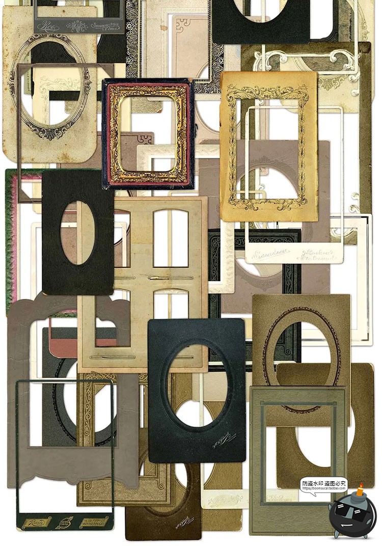 图片[3]-复古怀旧欧式相框美式尊贵老式破旧破损照片框PNG免抠图片PS素材-设计猿