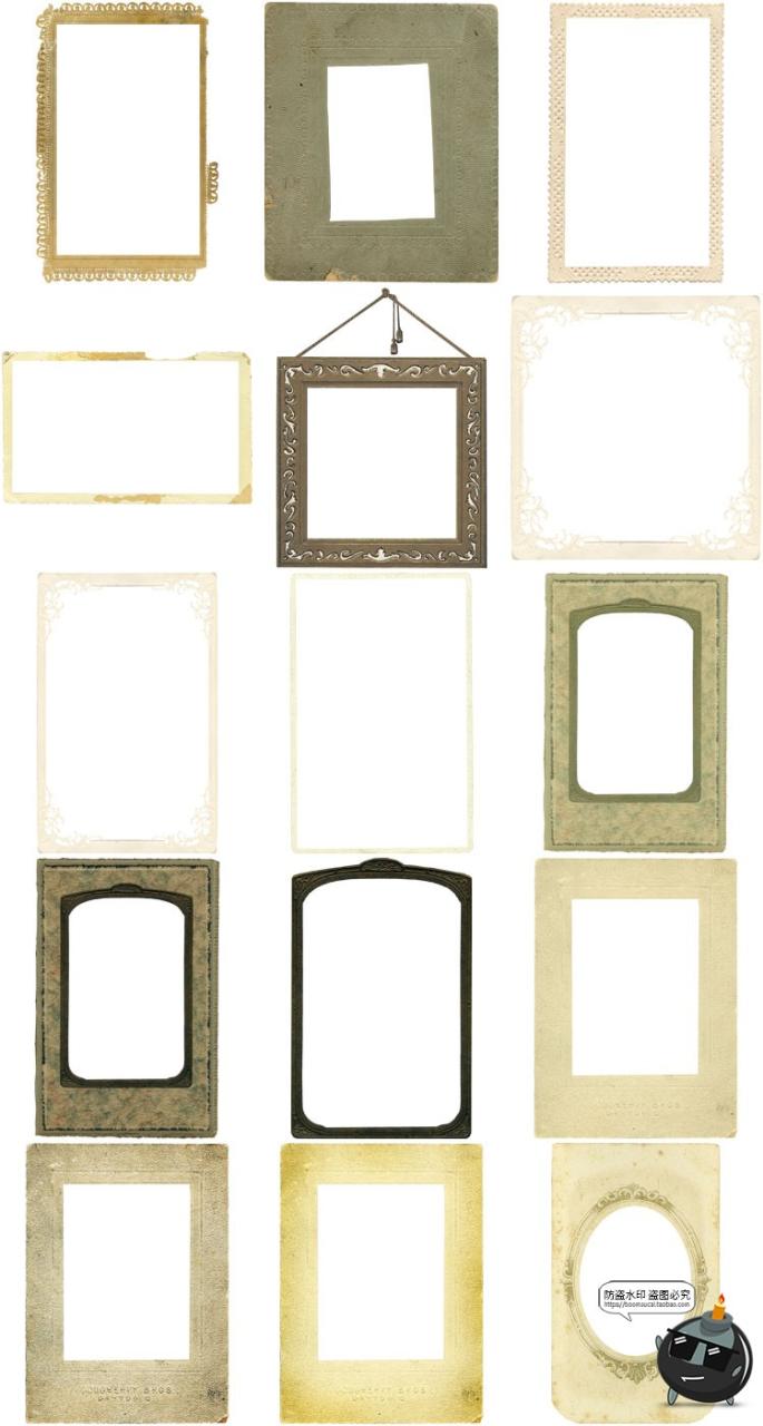 图片[5]-复古怀旧欧式相框美式尊贵老式破旧破损照片框PNG免抠图片PS素材-设计猿