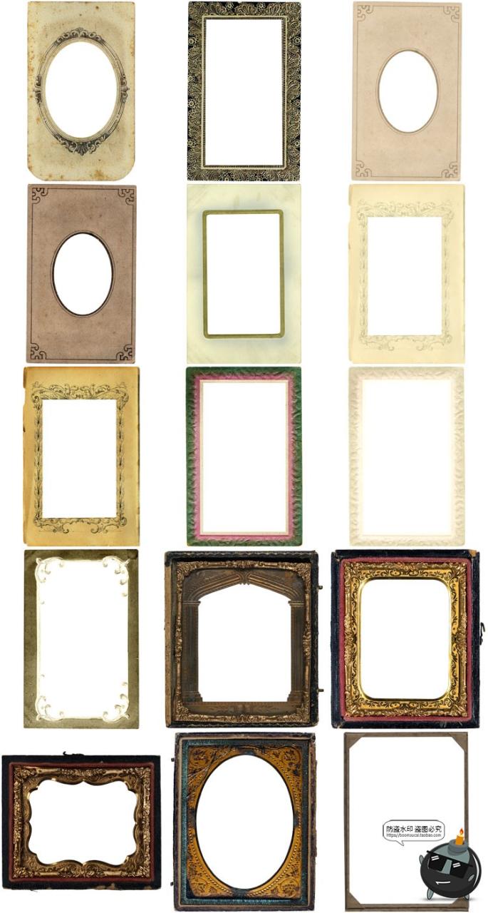 图片[6]-复古怀旧欧式相框美式尊贵老式破旧破损照片框PNG免抠图片PS素材-设计猿