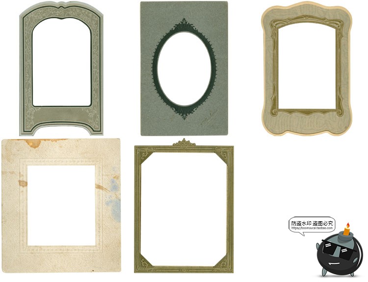 图片[9]-复古怀旧欧式相框美式尊贵老式破旧破损照片框PNG免抠图片PS素材-设计猿