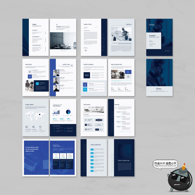 图片[1]-简约商务蓝品牌策划画册宣传册杂志框架排版PSD模板AI矢量PS素材-设计猿
