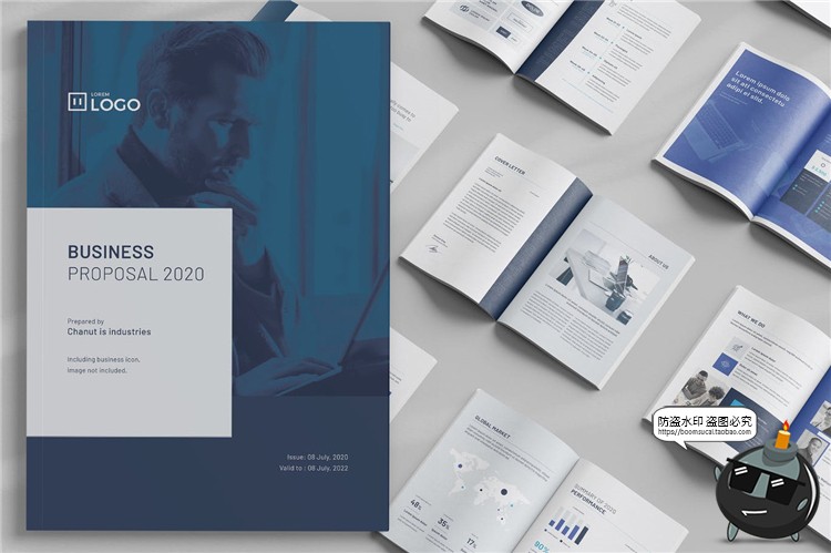 图片[2]-简约商务蓝品牌策划画册宣传册杂志框架排版PSD模板AI矢量PS素材-设计猿