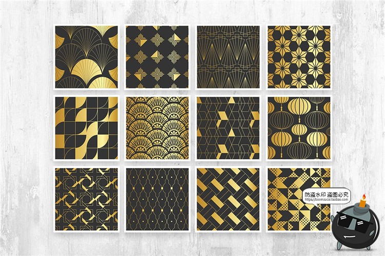 图片[2]-黑金质感房地产风格时尚轻奢无缝平铺背景底纹纹理AI矢量PSD素材-设计猿