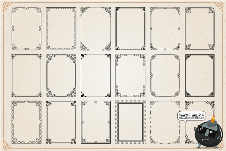 图片[2]-复古欧式花纹边框图案元素装饰背景底纹纹理AI矢量PNG免抠素材-设计猿