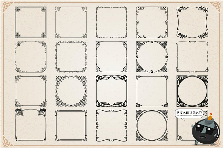 图片[5]-复古欧式花纹边框图案元素装饰背景底纹纹理AI矢量PNG免抠素材-设计猿
