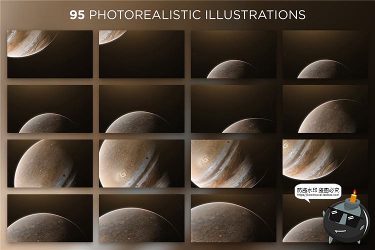 图片[2]-震撼木星表面拍摄遮挡宇宙星球视图太空背景底纹纹理JPG图片素材-设计猿