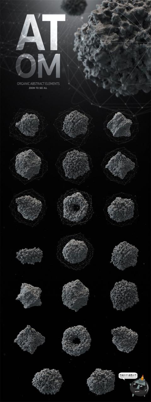 图片[1]-科幻风抽象原子概念细胞图形创意海报后期合成元素PSD源文件素材-设计猿