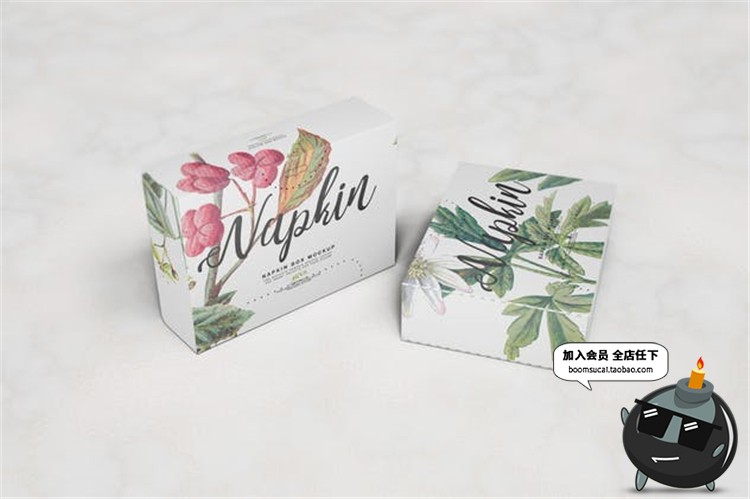 图片[2]-纸巾纸盒餐厅饭店一次性餐巾样机纸包装效果展示PSD模板素材贴图-设计猿