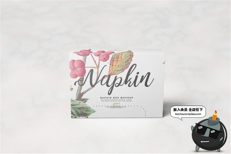 图片[3]-纸巾纸盒餐厅饭店一次性餐巾样机纸包装效果展示PSD模板素材贴图-设计猿