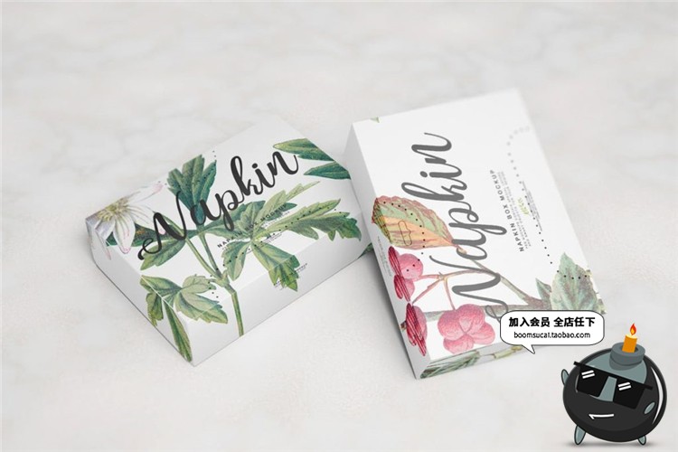 图片[5]-纸巾纸盒餐厅饭店一次性餐巾样机纸包装效果展示PSD模板素材贴图-设计猿