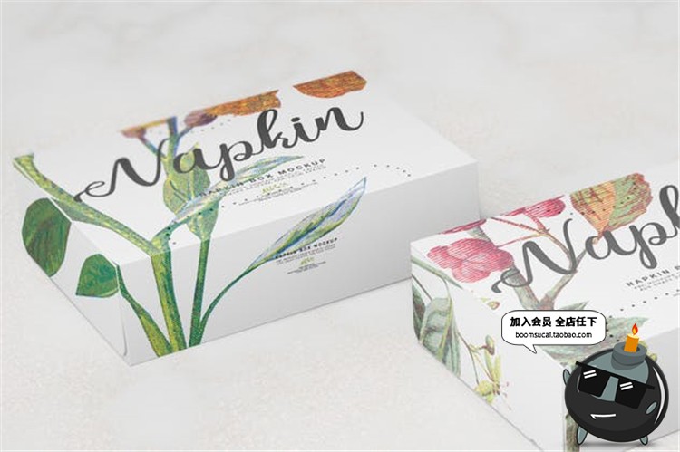 图片[6]-纸巾纸盒餐厅饭店一次性餐巾样机纸包装效果展示PSD模板素材贴图-设计猿