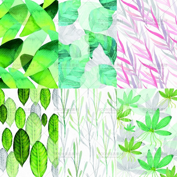 图片[3]-森系小清新文艺风水彩绿色植物叶子贴墙纸印刷图案JPG图片PS素材-设计猿