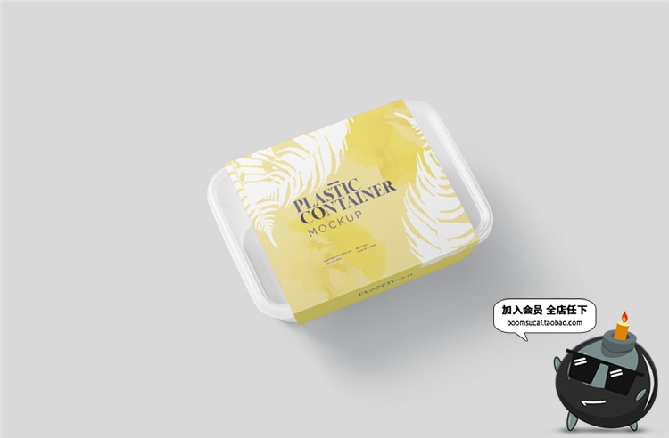 图片[3]-一次性透明塑料饭盒保鲜餐盒外卖打包盒包装VI样机PSD模板PS素材-设计猿