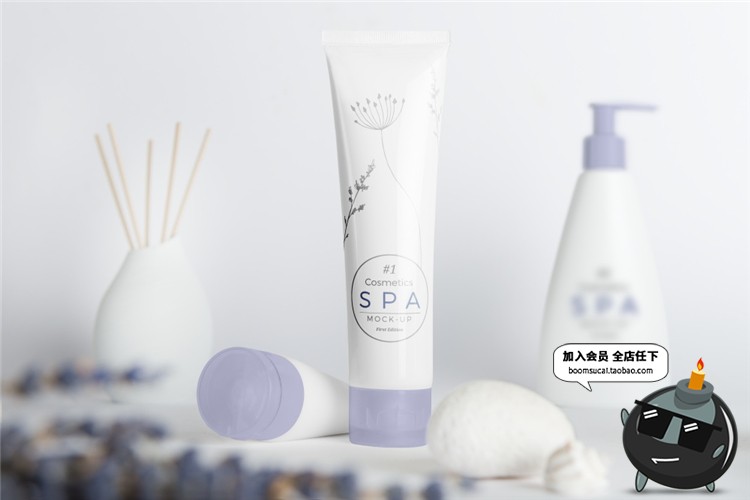 图片[1]-美发SPA美容用品护肤品包装展示效果LOGO样机PSD智能贴图设计素材-设计猿