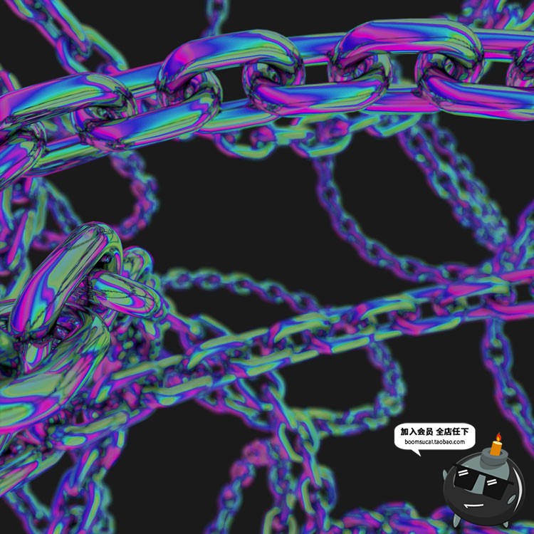 图片[3]-45款镀铬金属光泽质感虹彩街头叛逆风格铁链PNG免抠图片合成素材-设计猿