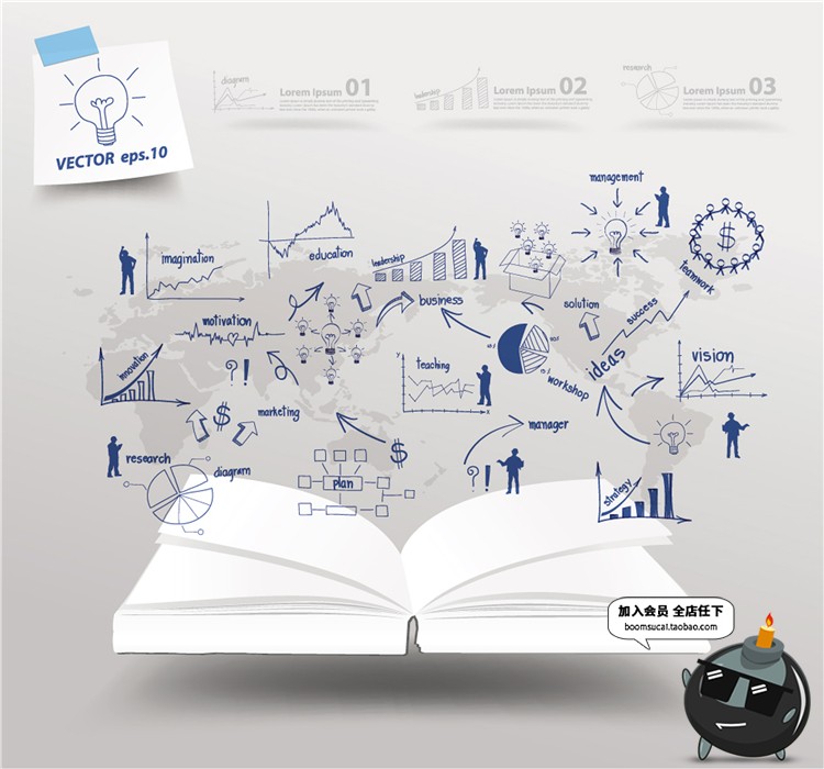 图片[2]-书本手绘知识海洋风格信息图ICONS图标思维导图AI矢量设计素材-设计猿