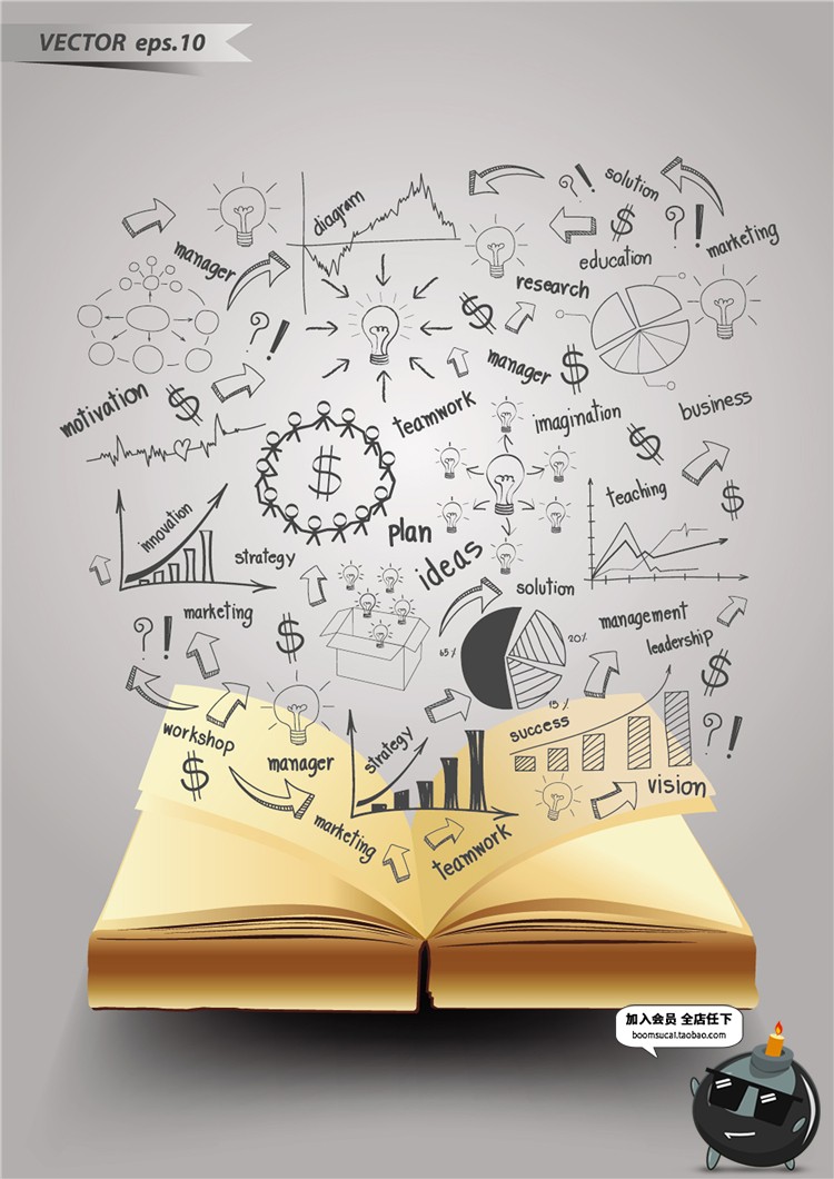 图片[3]-书本手绘知识海洋风格信息图ICONS图标思维导图AI矢量设计素材-设计猿