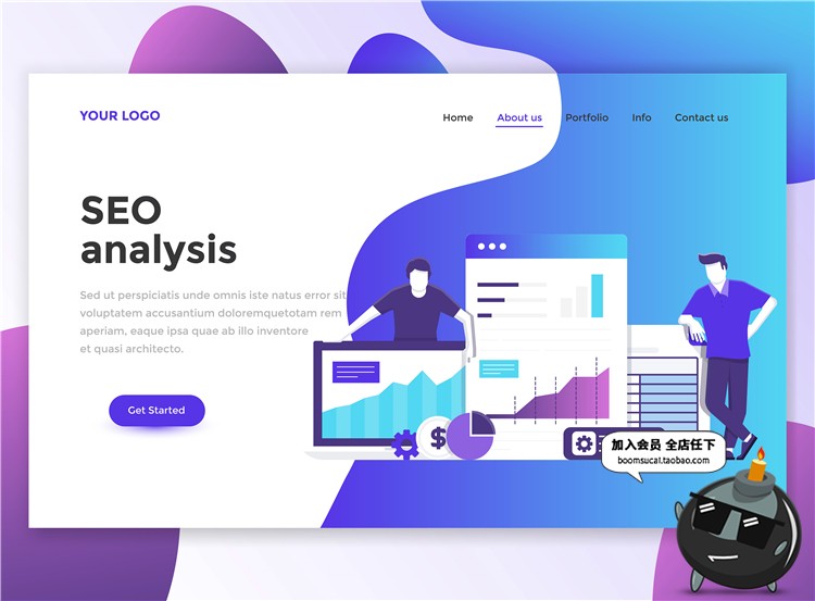 图片[5]-2.5D扁平化商务办公UI网页页面插画banner设计AI矢量PSD模板素材-设计猿