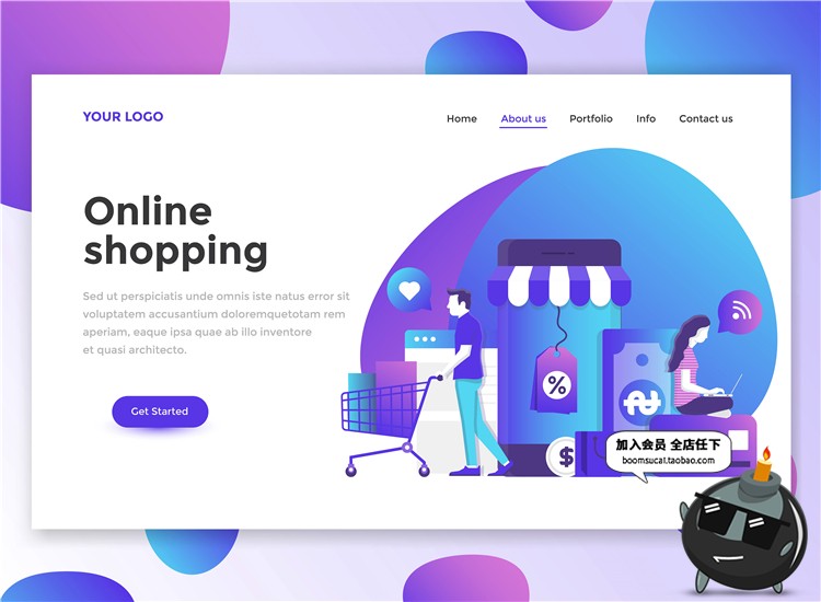 图片[6]-2.5D扁平化商务办公UI网页页面插画banner设计AI矢量PSD模板素材-设计猿