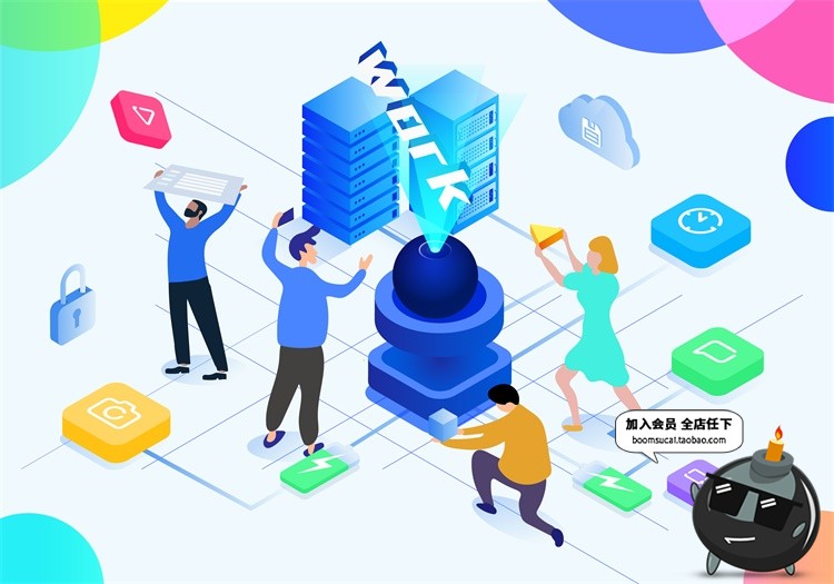 图片[2]-扁平化2.5D立体手机电脑UI商务办公元素插画banner设计AI矢量素材-设计猿