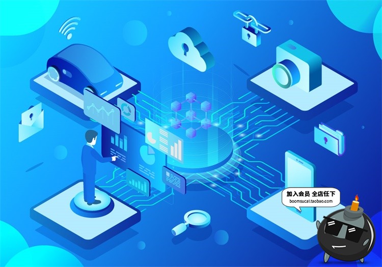 图片[9]-扁平化2.5D立体手机电脑UI商务办公元素插画banner设计AI矢量素材-设计猿