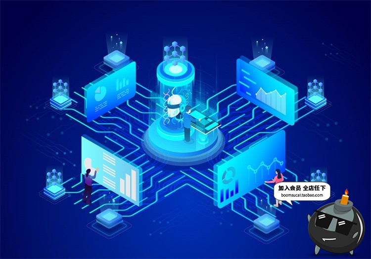 图片[11]-扁平化2.5D立体手机电脑UI商务办公元素插画banner设计AI矢量素材-设计猿