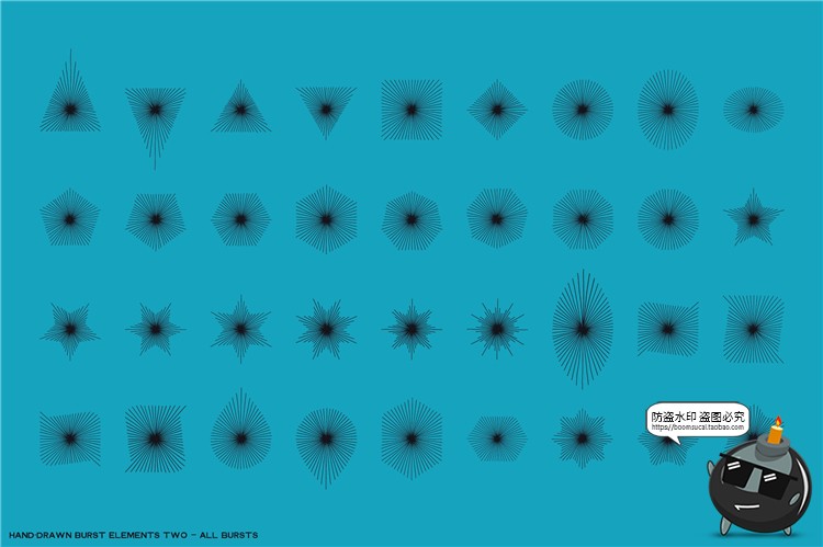 图片[2]-几何形状手绘爆裂爆炸线条时间速度效果线AI矢量元素PNG免抠素材-设计猿
