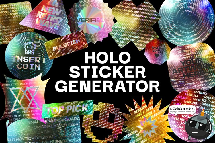 图片[1]-全息渐变镭射标签贴纸VI展示模型mockups样机多功能PSD模板PS素材-设计猿