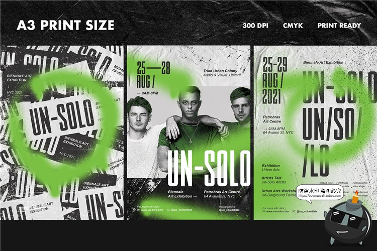 图片[6]-荧光绿噪点街头风格艺术家人像介绍活动海报PSD模板PS设计素材-设计猿