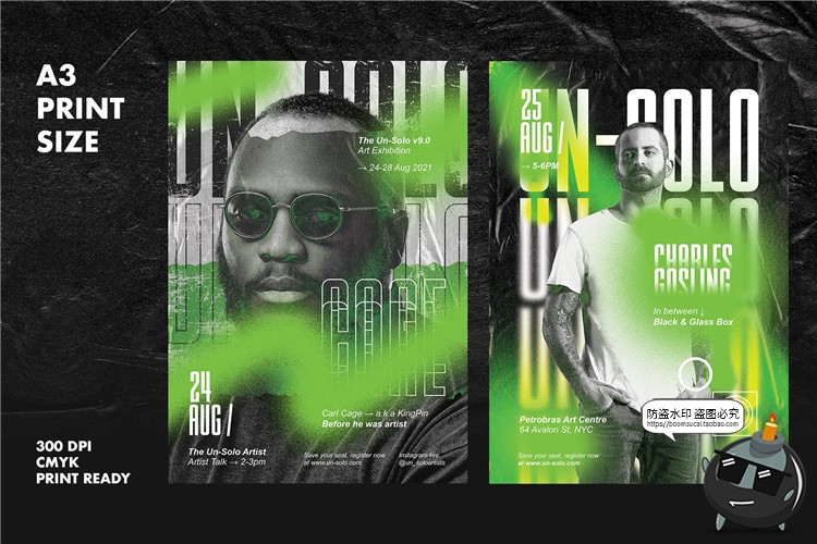 图片[7]-荧光绿噪点街头风格艺术家人像介绍活动海报PSD模板PS设计素材-设计猿