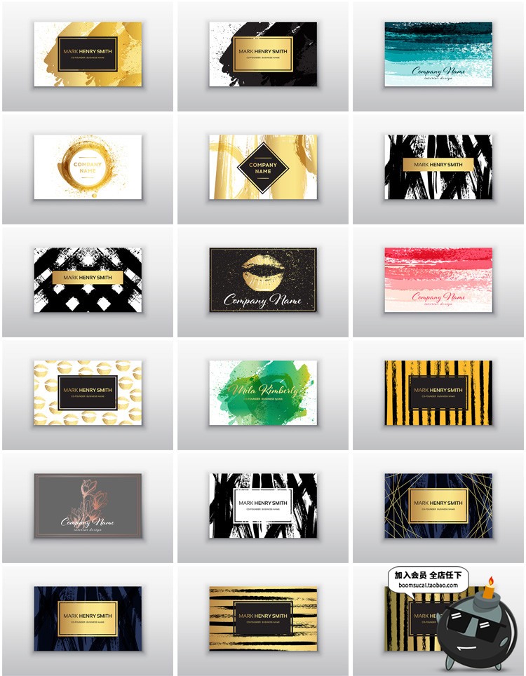 图片[6]-艺术水墨涂鸦高贵金色商业名片卡片印刷图案模板AI矢量设计素材-设计猿