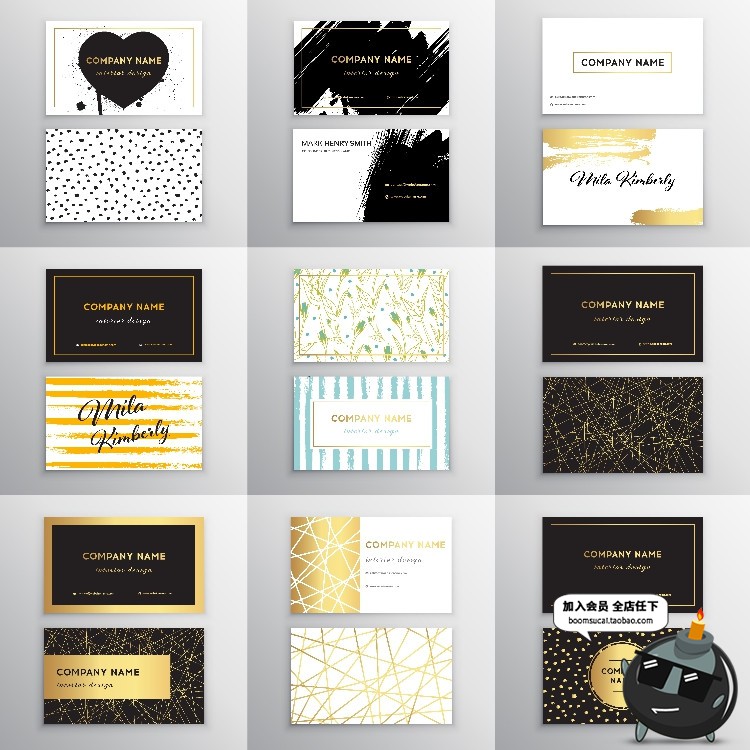 图片[10]-艺术水墨涂鸦高贵金色商业名片卡片印刷图案模板AI矢量设计素材-设计猿