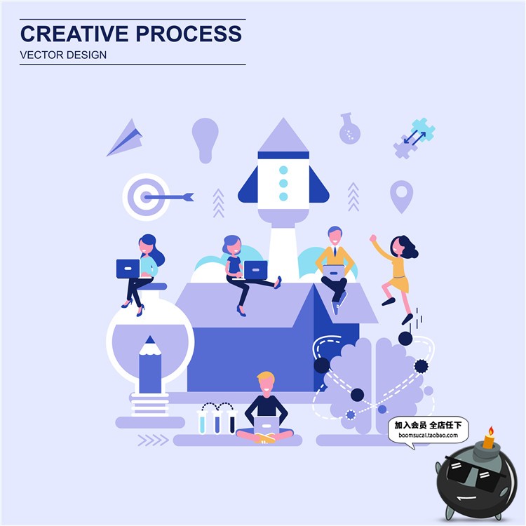 图片[3]-扁平化商业商务办公UI插画概念海报装饰元素AI矢量设计素材-设计猿