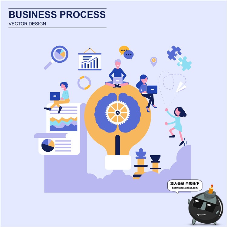 图片[8]-扁平化商业商务办公UI插画概念海报装饰元素AI矢量设计素材-设计猿