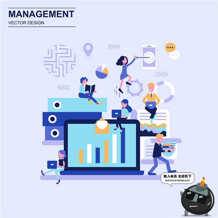 图片[12]-扁平化商业商务办公UI插画概念海报装饰元素AI矢量设计素材-设计猿